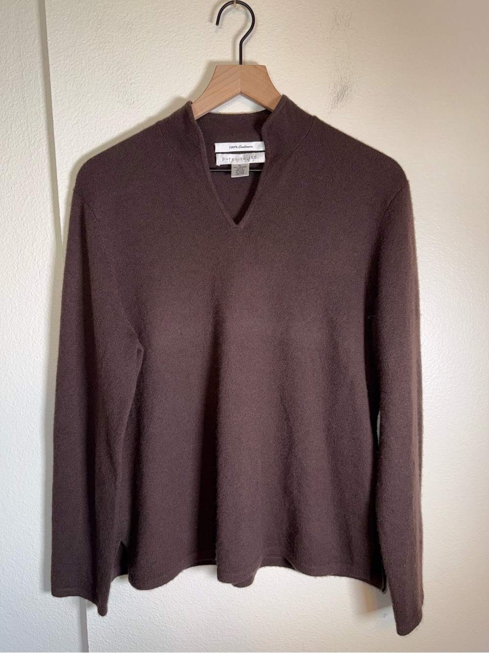 PURSUITS LTD. 100% Cashmere vintage Chocolate brown mockneck sweater XL